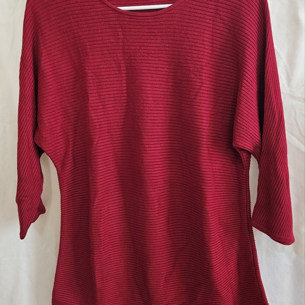 Chicos Red Ribbed Knit Top M/L - Picture 1 of 1